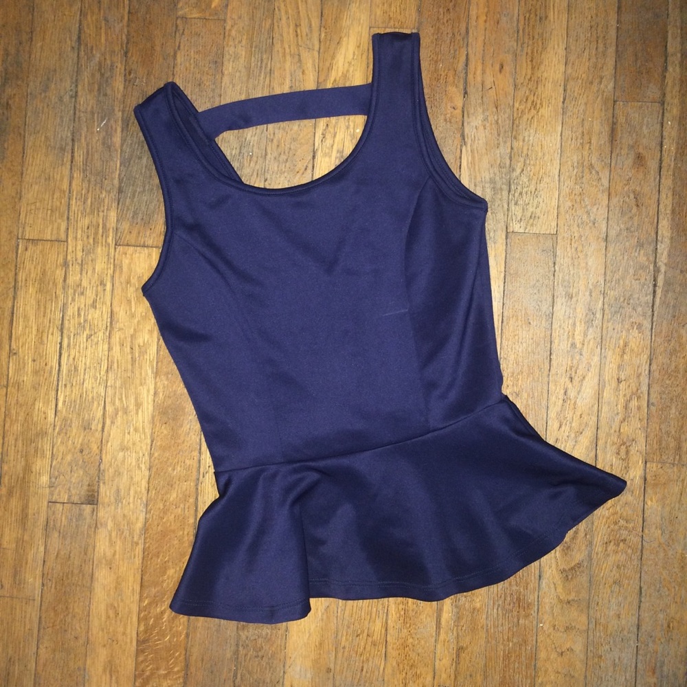 NEW Navy Blue Peplum Top